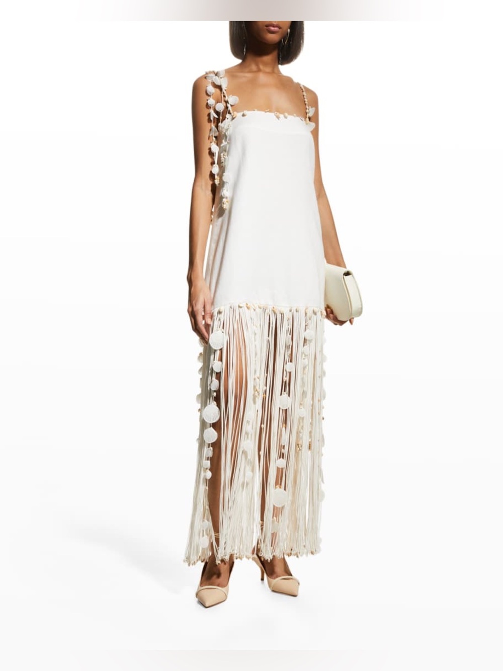 NWT ZIMMERMANN POSTCARD SHELL Handstrung Linen Floral Applique Fringe Maxi Dress - Picture 4 of 16